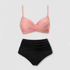 Khaki Twist High Waist Bikini Set For Women