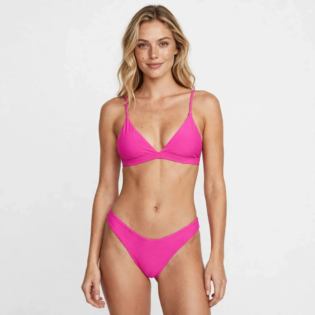 Hot Pink Triangle Bikini Set For Women
