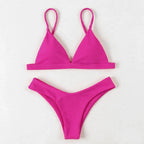 Hot Pink Triangle Bikini Set For Women