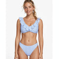 Blue Stripe Ruffle Bikini Set For Women