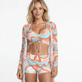 Swirl Print Bikini Set With Cover-Up For Women