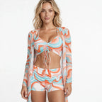 Swirl Print Bikini Set With Cover-Up For Women