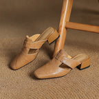 Rosel Square-Toe Leather Mules