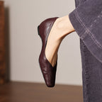 Noémie Square-Toe Leather Flat