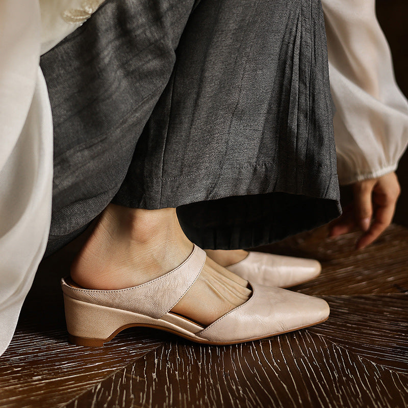 Amelie | Women's Square-Toe Leather Mules