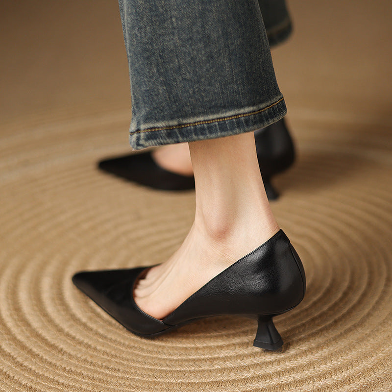 Ceyra Leather Kitten Heels