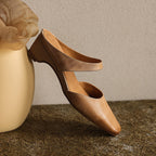 Amelie | Women's Square-Toe Leather Mules