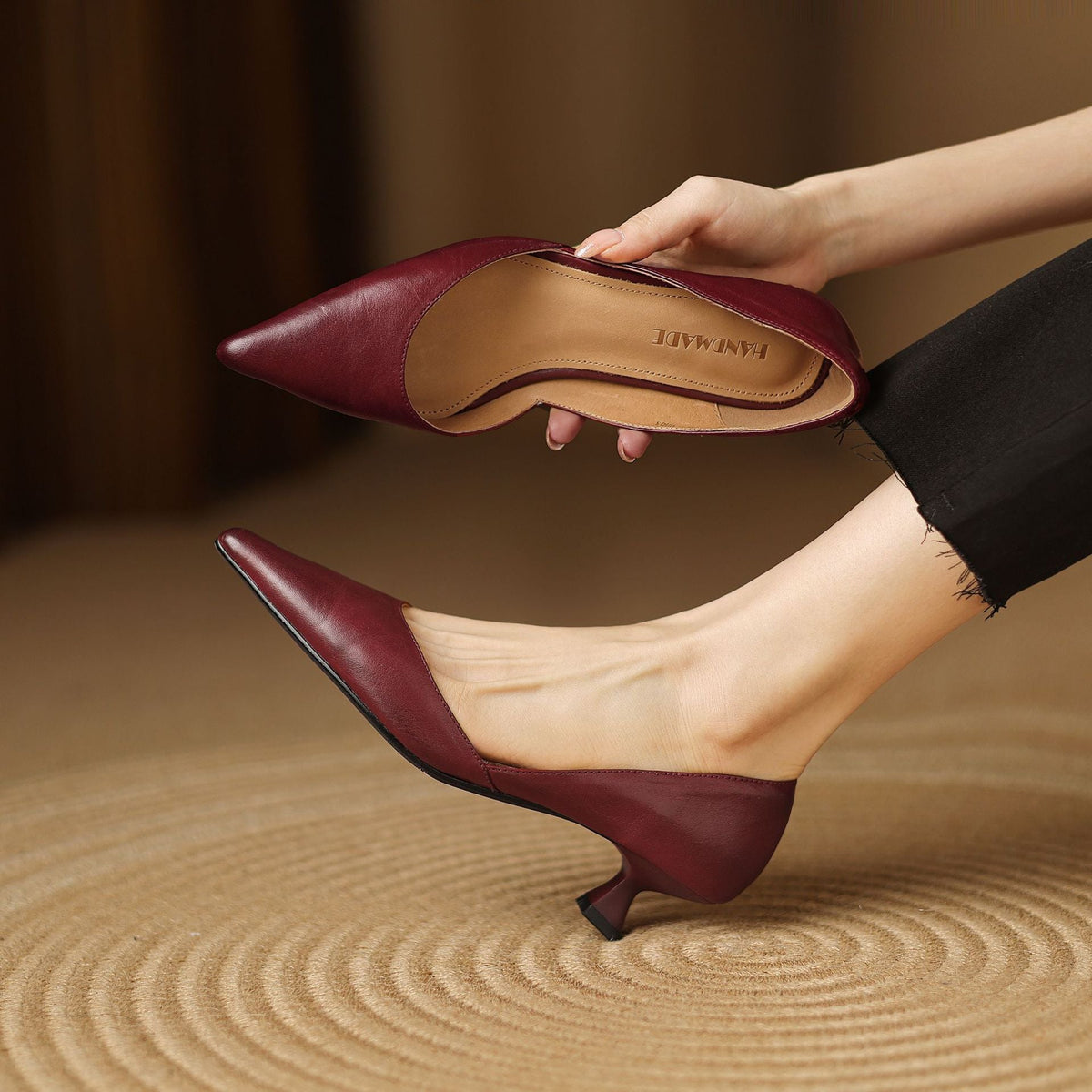 Ceyra Leather Kitten Heels