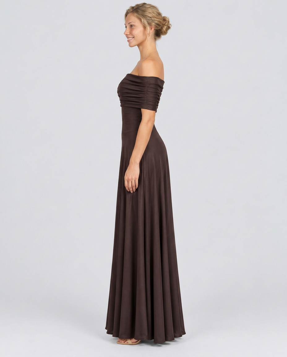 Everly | Off-Shoulder Draped Flowing Maxi Dress