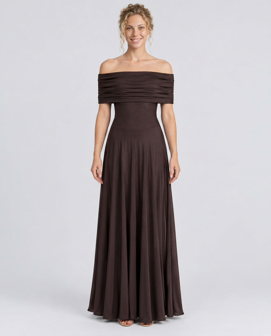Everly | Off-Shoulder Draped Flowing Maxi Dress