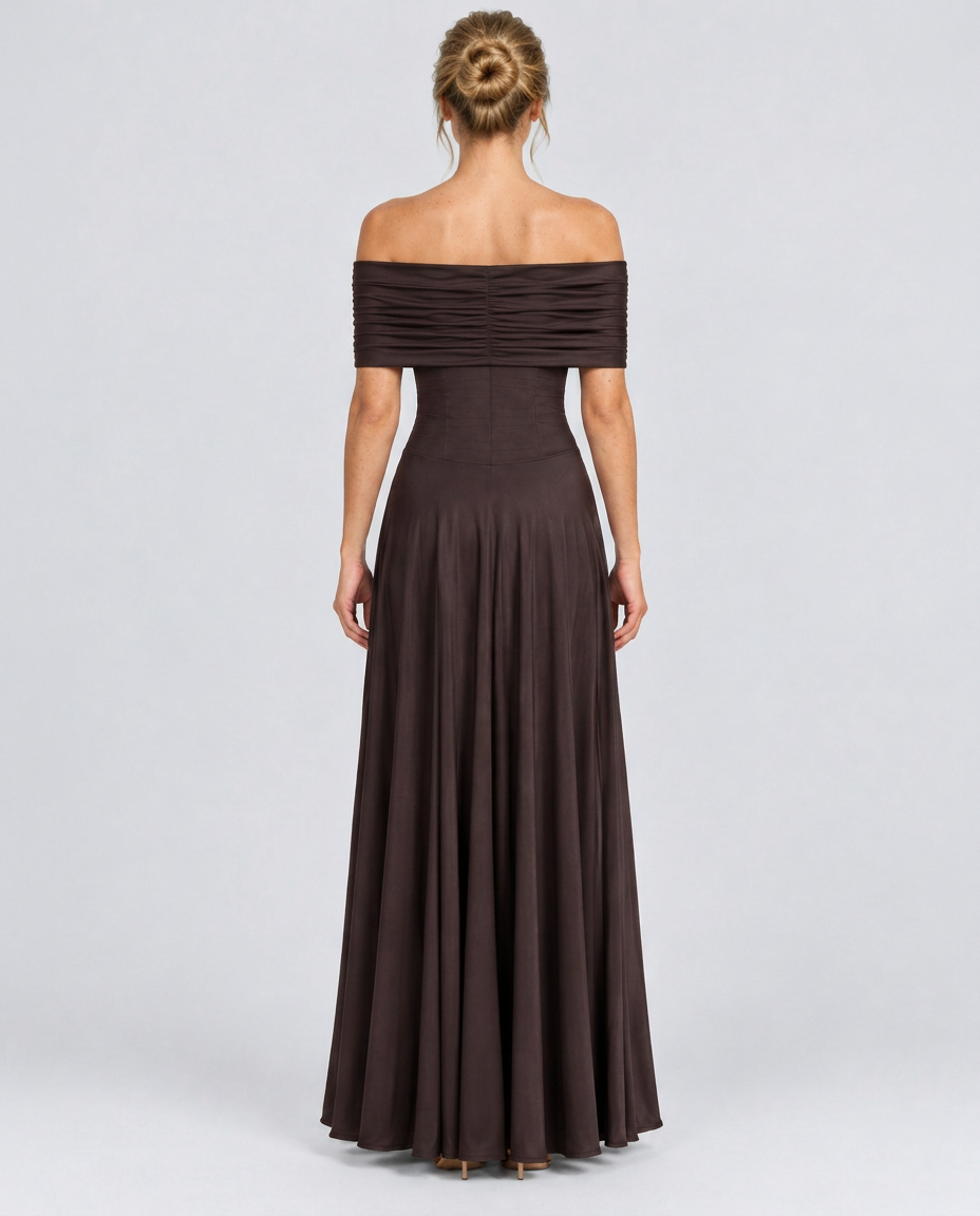 Everly | Off-Shoulder Draped Flowing Maxi Dress