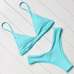 Hot Pink Triangle Bikini Set For Women
