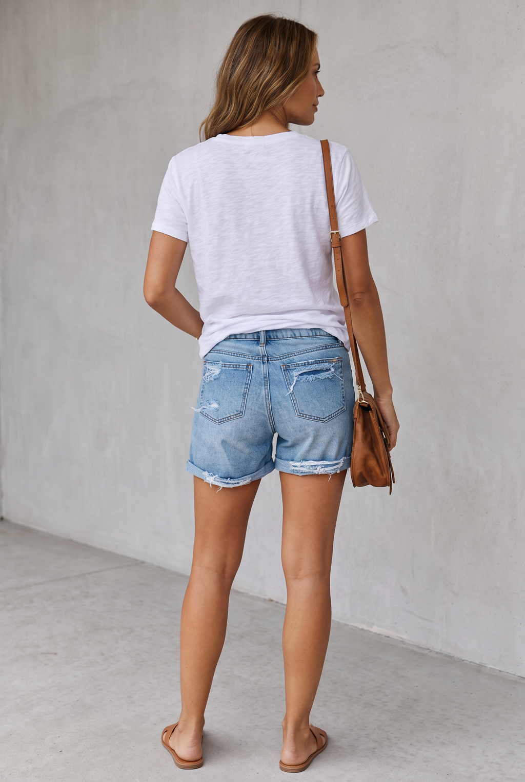 Distressed Cuffed Denim