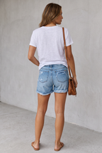 Distressed Cuffed Denim