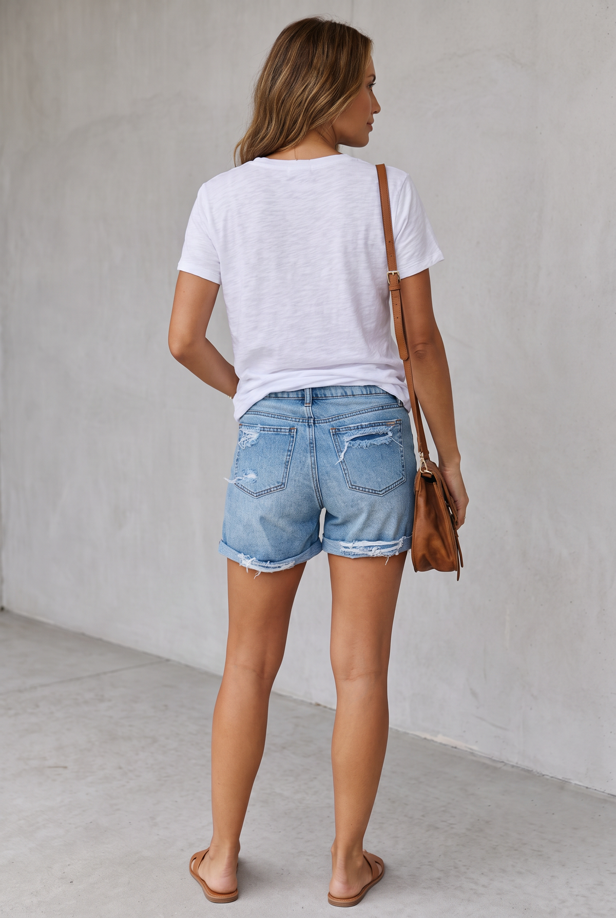 Distressed Cuffed Denim