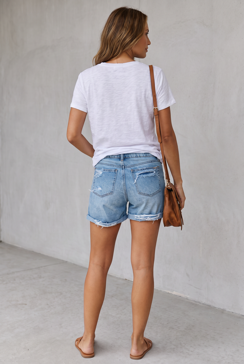 Distressed Cuffed Denim