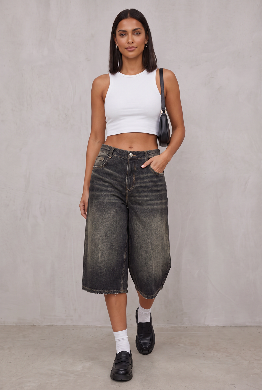 Wide Leg Cropped Denim