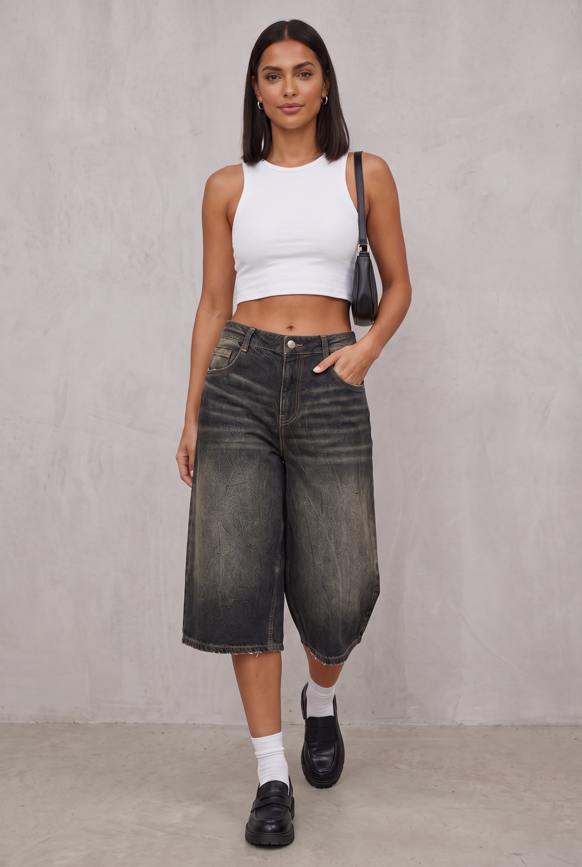 Wide Leg Cropped Denim