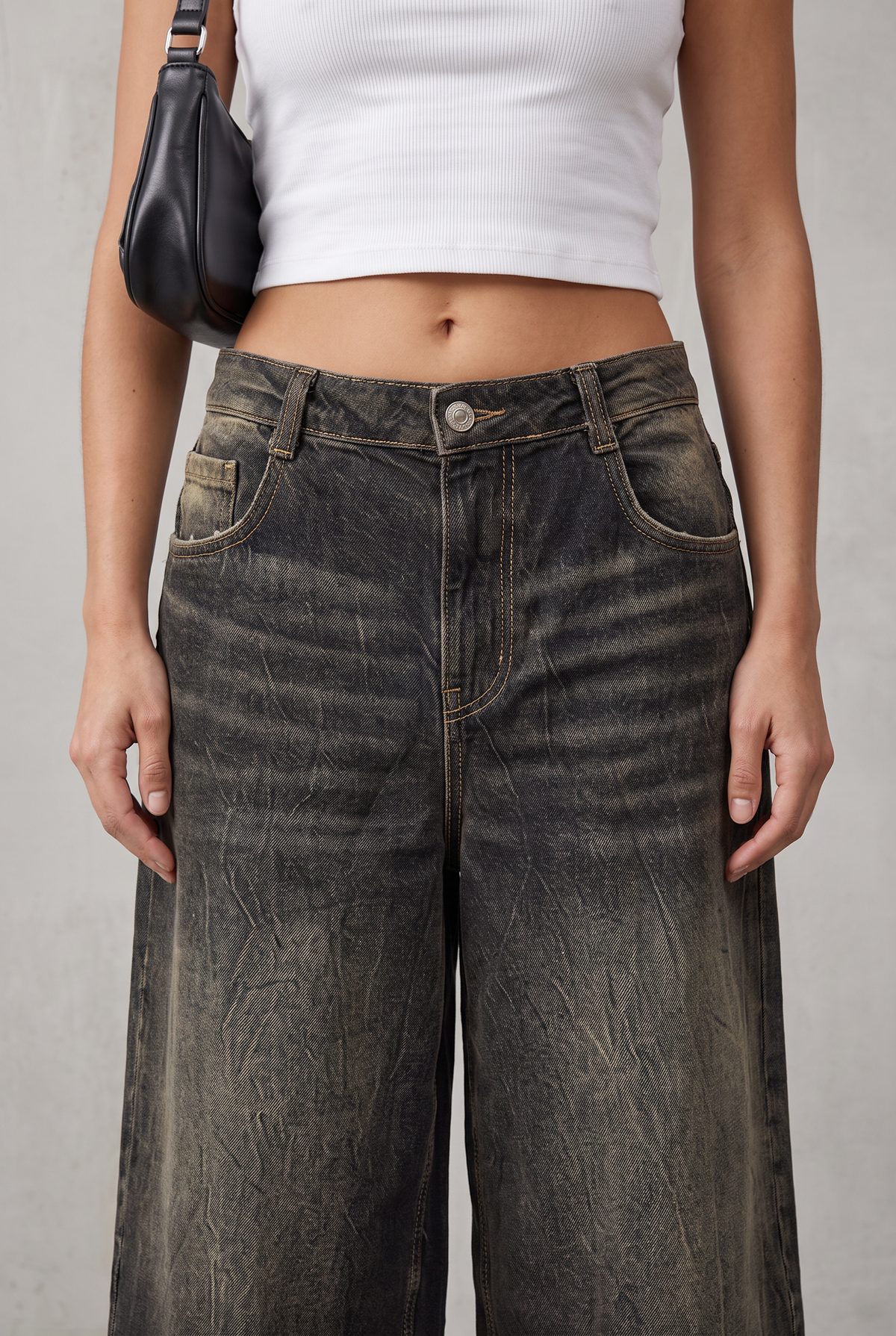 Wide Leg Cropped Denim Culotte