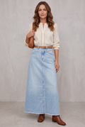 High Waist Straight Fit Denim Skirt