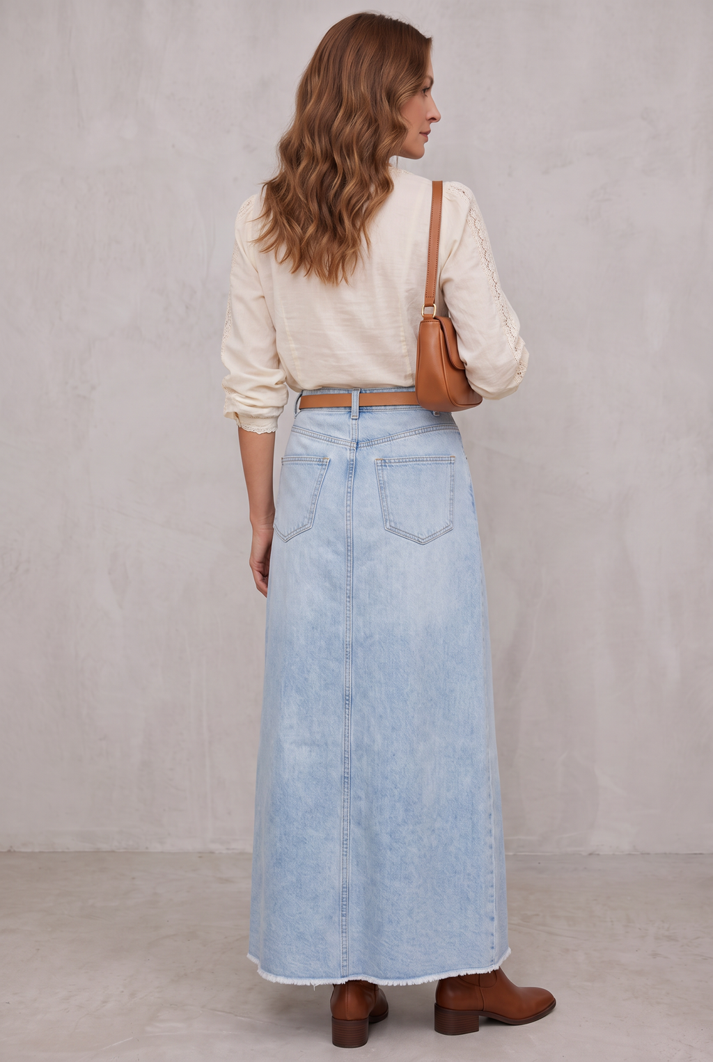 High Waist Straight Fit Denim Skirt