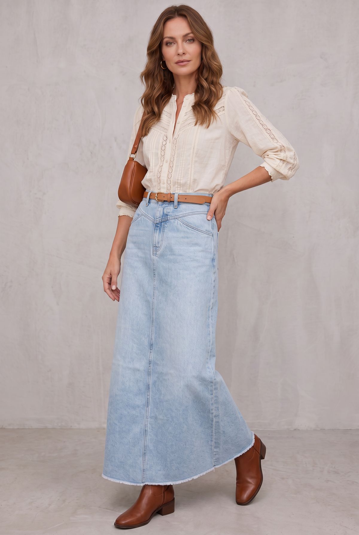 High Waist Straight Fit Denim Skirt