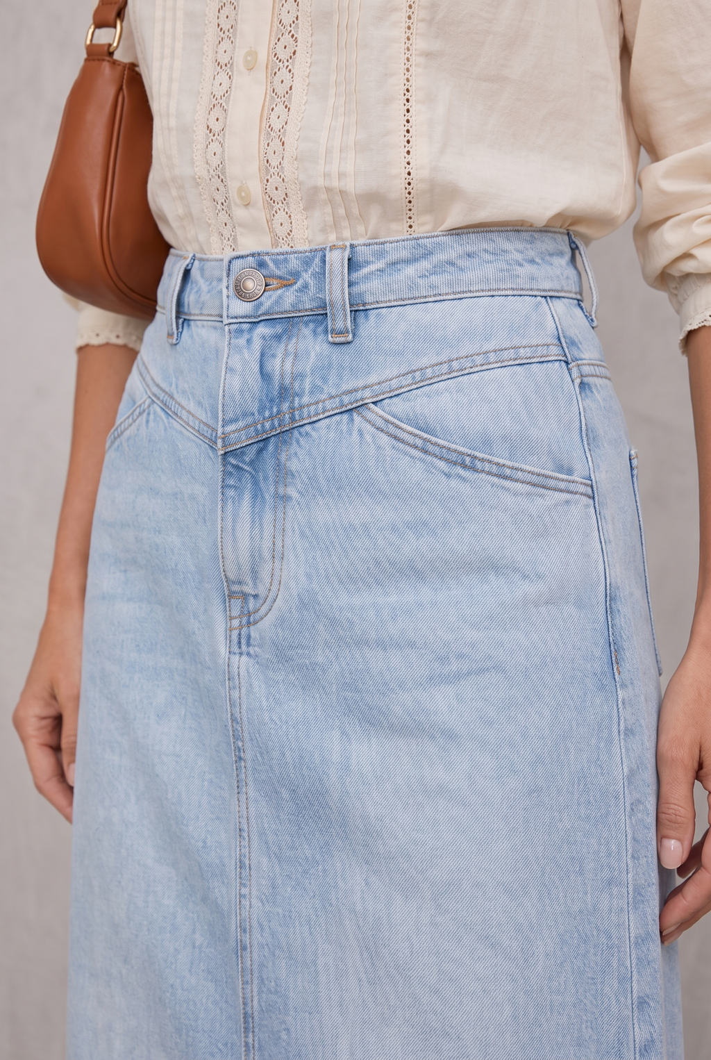 High Waist Straight Fit Denim Skirt