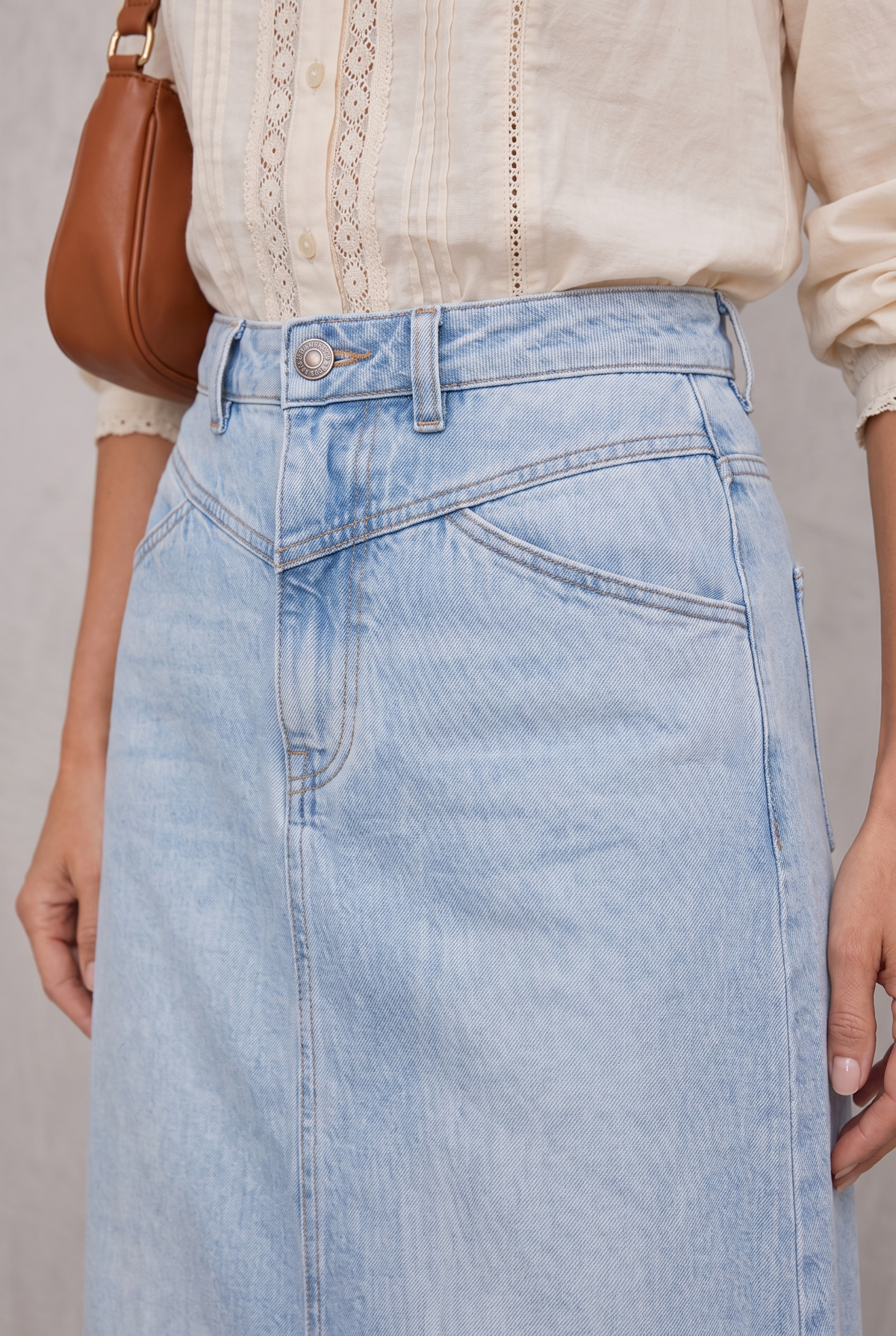 High Waist Straight Fit Denim Skirt