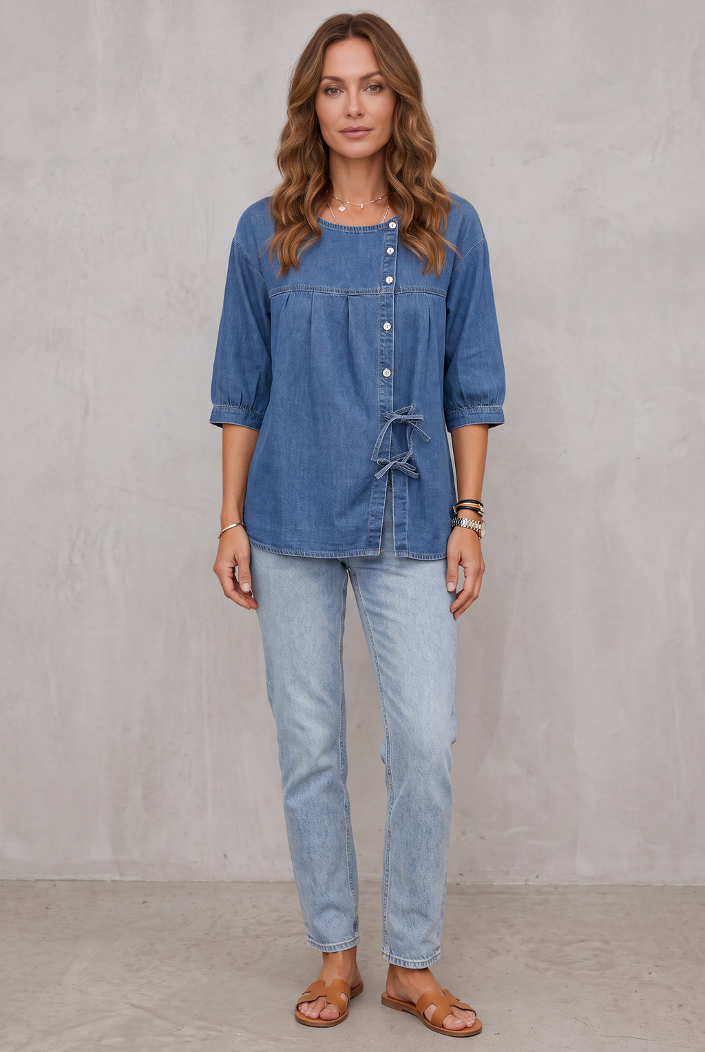 Denim Blouse Women Loose Fit Vintage Style Shirt