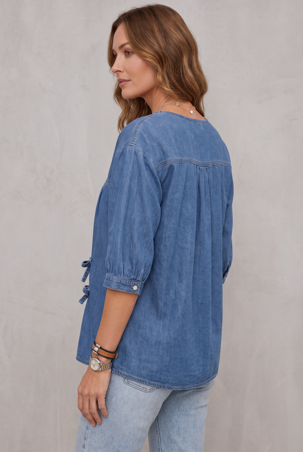Denim Blouse Women Loose Fit Vintage Style Shirt
