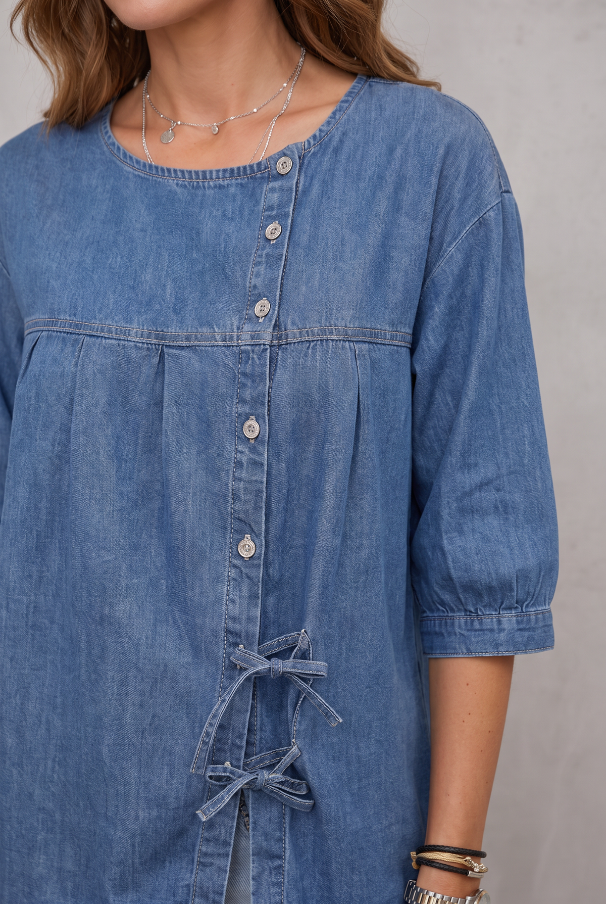 Denim Blouse Women Loose Fit Vintage Style Shirt