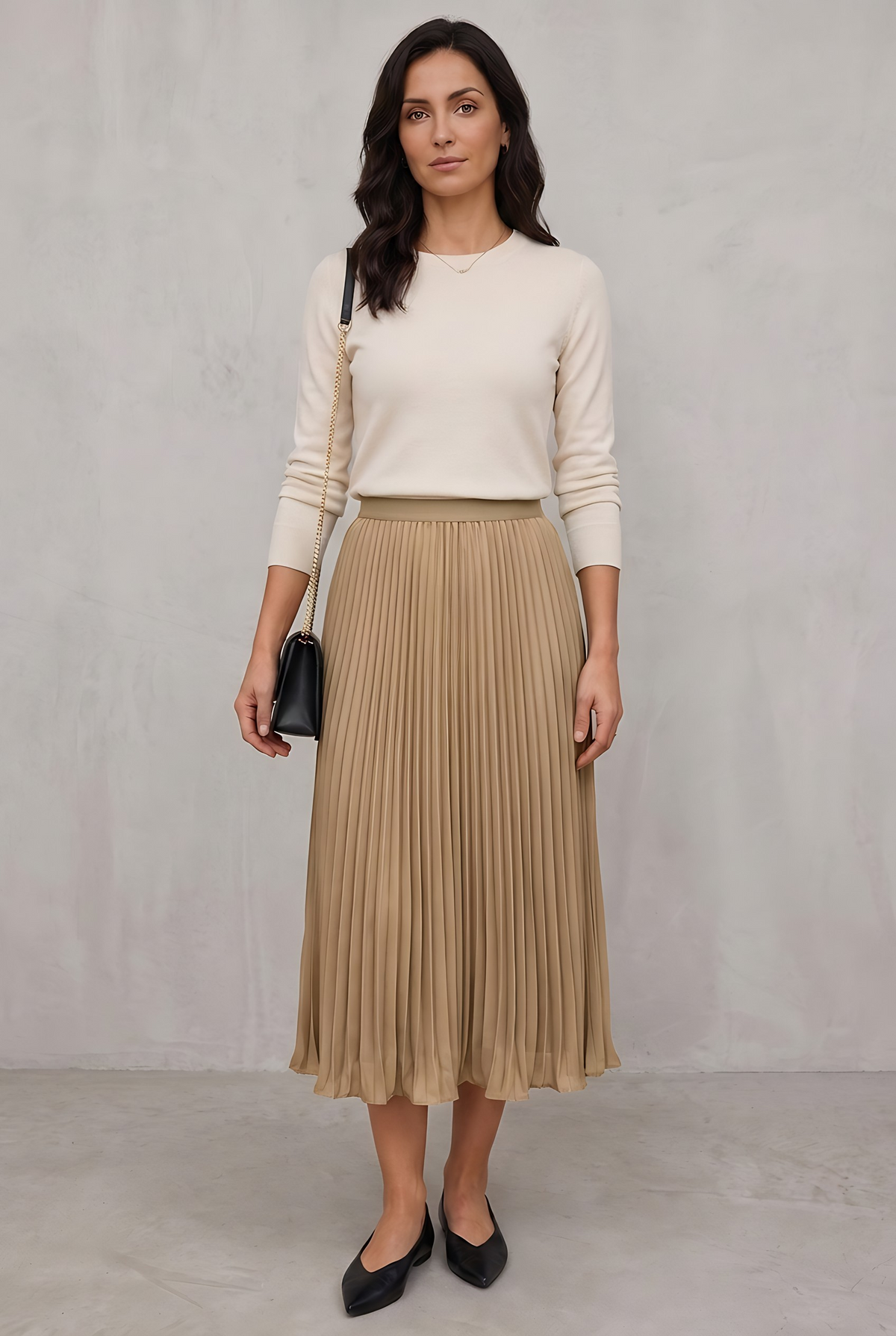 Pleated Skirt for women - Khaki