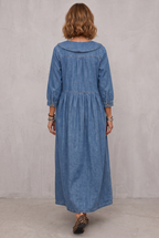 Denim Dress with Peter Pan Collar for Women