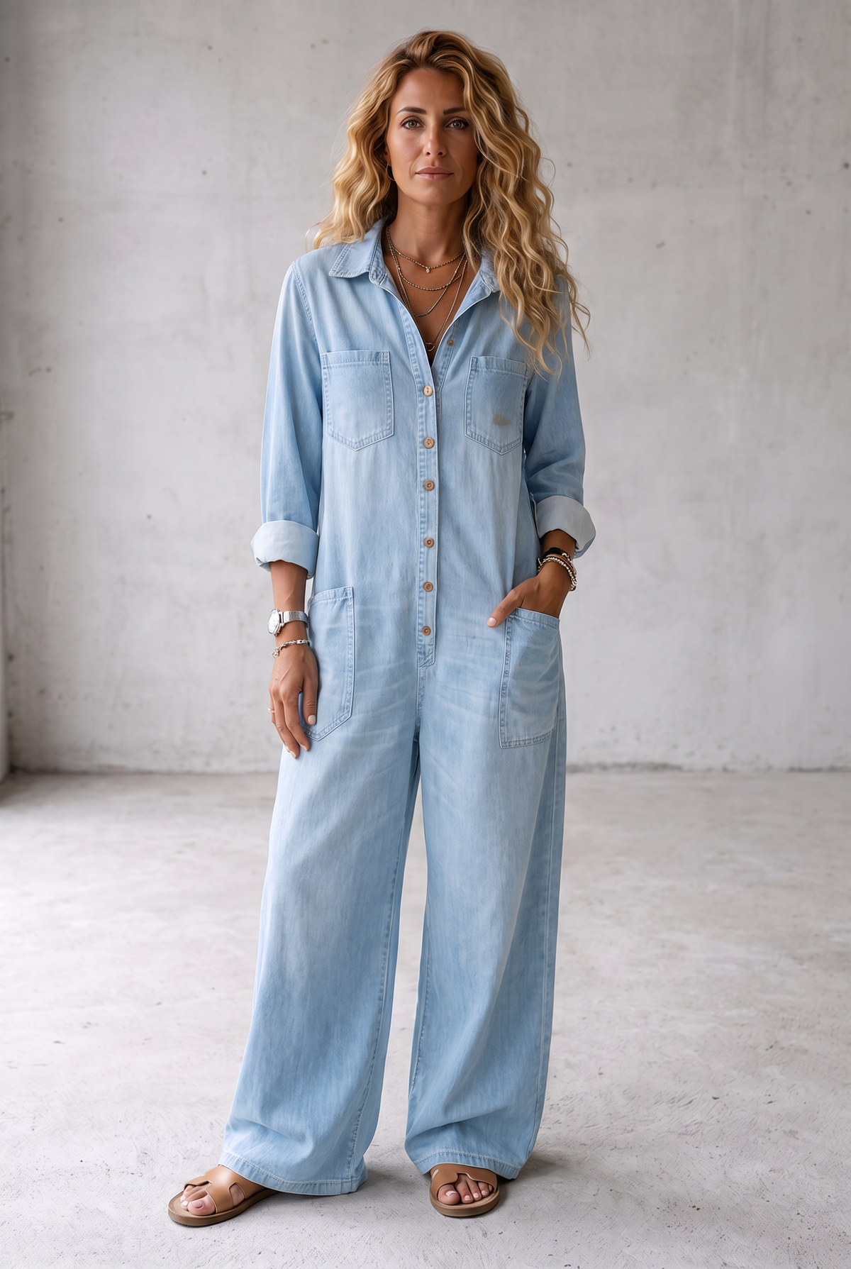 Casual One Piece Outfit - Light Blue