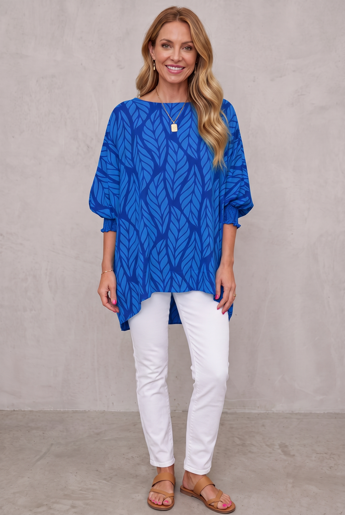 Puff Sleeve Blouse - Royal blue
