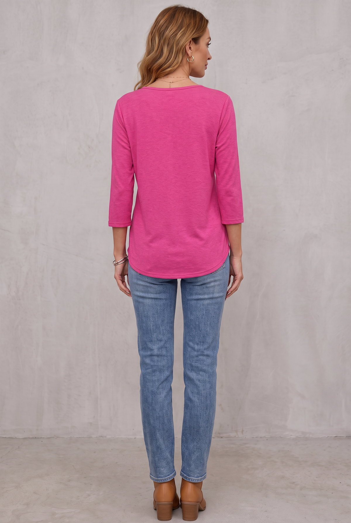 Pleated 3/4 Sleeve Top