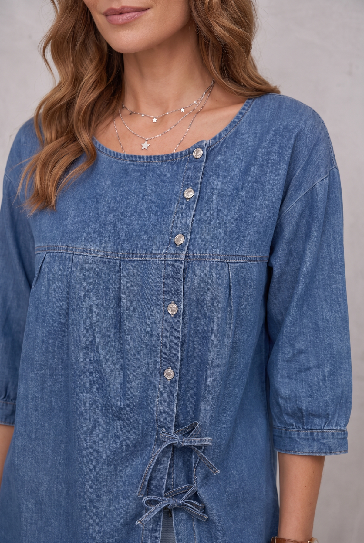 Relaxed Denim Top with Long Sleeves