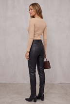 Ribbed Button Long Sleeve Top For Women