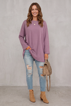 Relaxed Long Sleeve Tunic Top For Women