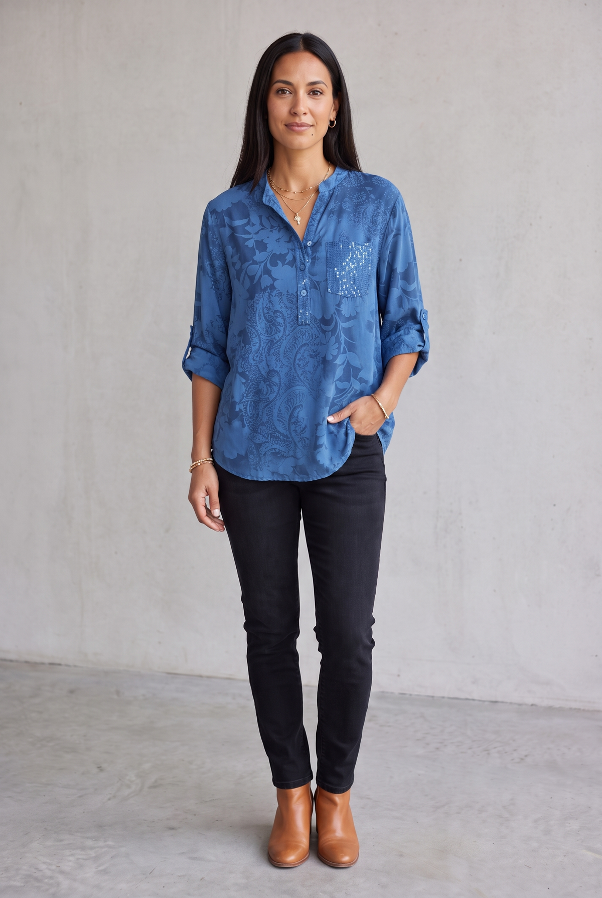 Elegant Sequin Top - Blue