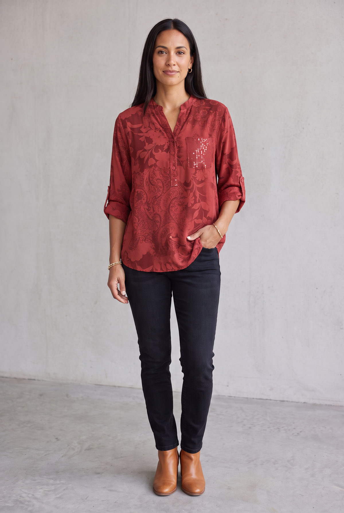 Elegant Sequin Top - Red