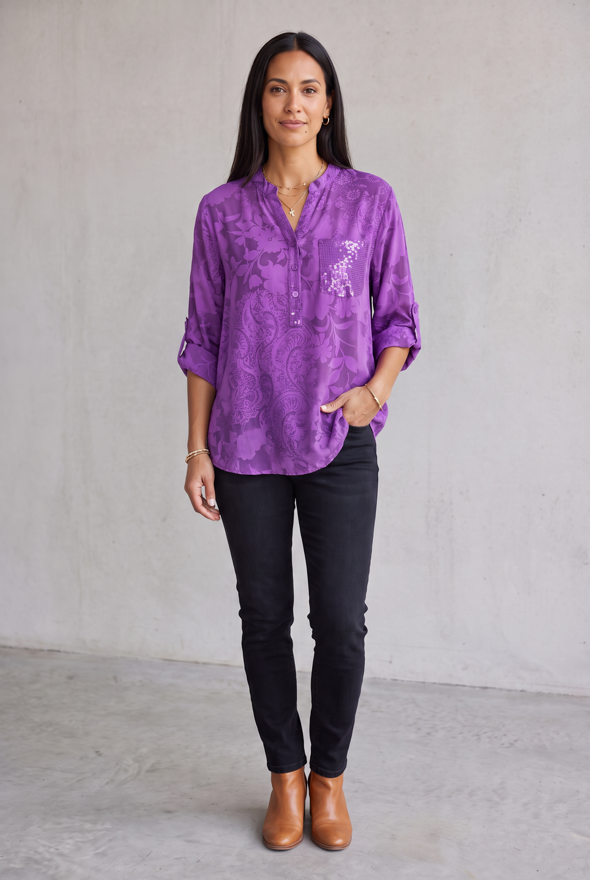 Elegant Sequin Top - Purple