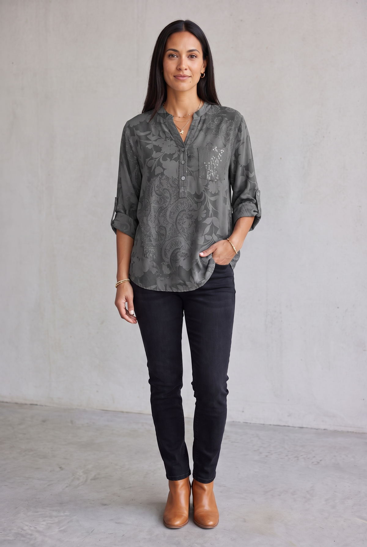 Elegant Sequin Top - Ash