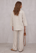 Linen Look Two-Piece Set For Women
