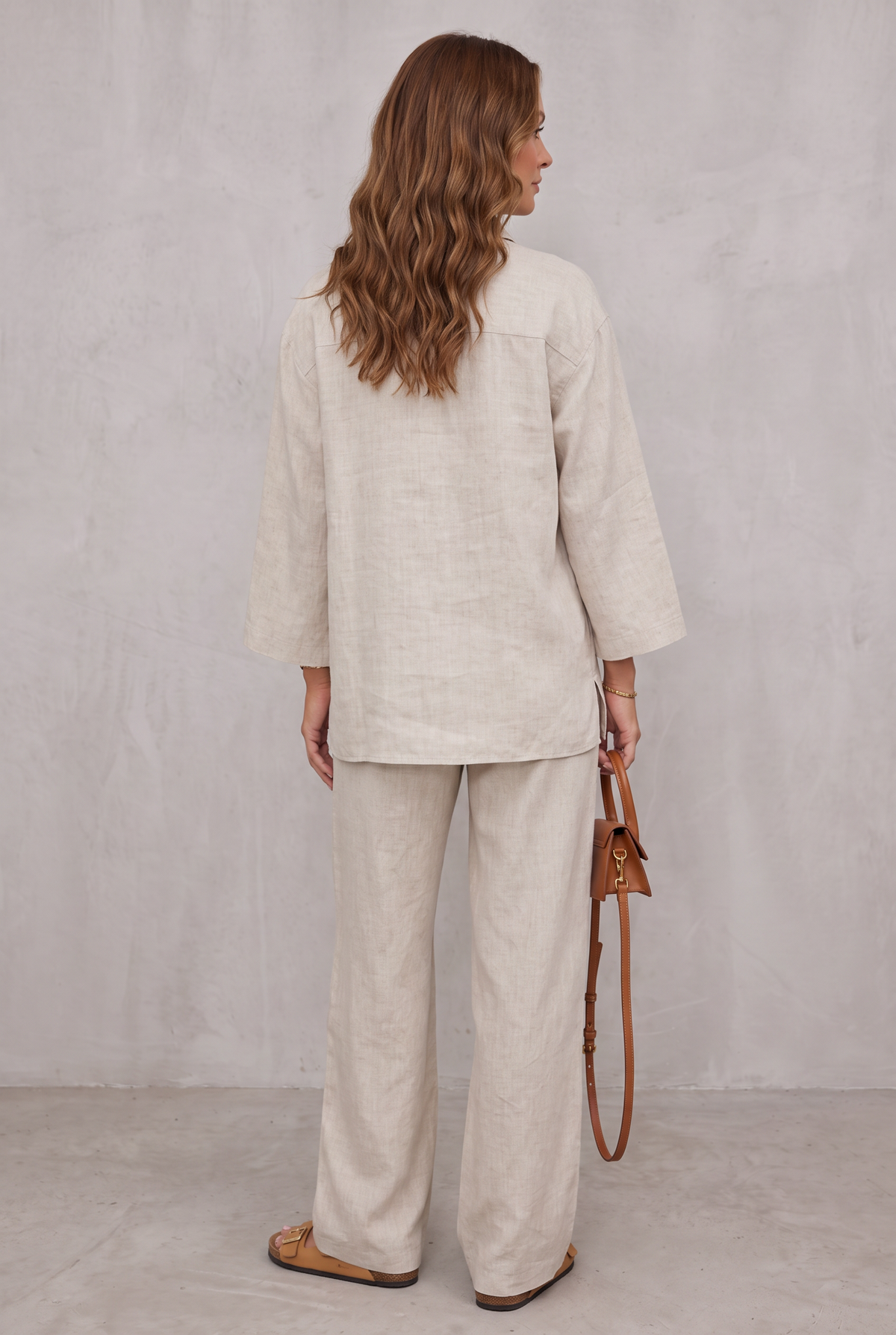 Linen Look Two-Piece Set For Women
