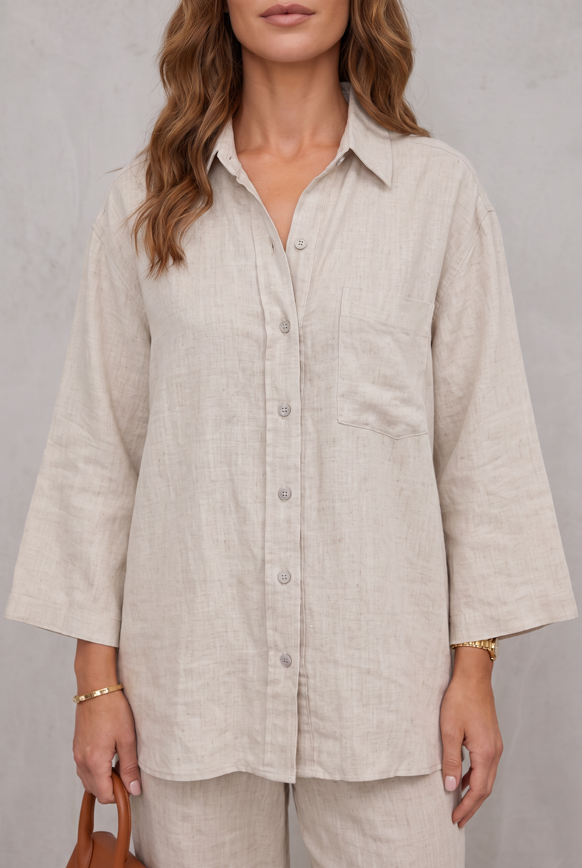 Linen Look Two-Piece Set For Women
