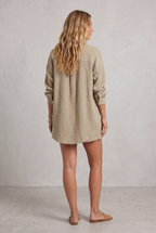Linen-Look Shirt & Shorts Set For Women