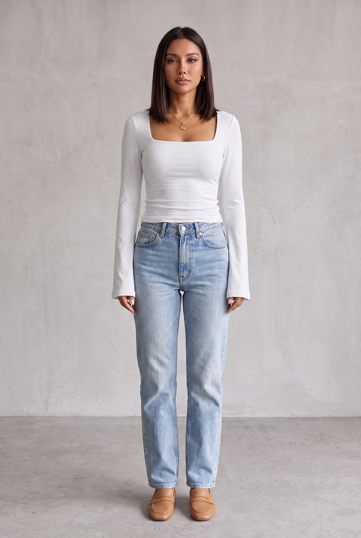 Sculpting Square Neck Top For Women - White