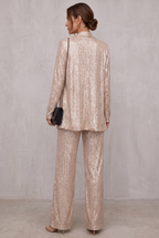 Sequin Two-Piece Set With High-Waisted Pants For Women