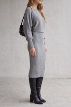 Ribbed Knit Midi Set For Women